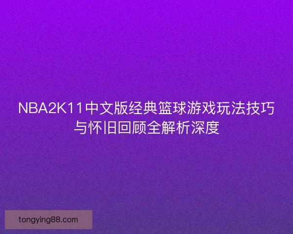 NBA2K11中文版经典篮球游戏玩法技巧与怀旧回顾全解析深度